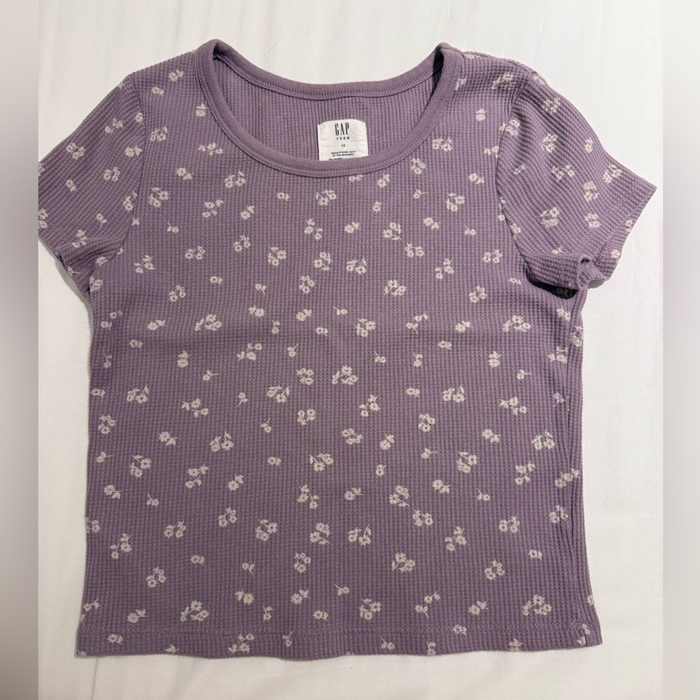 GAP Kids Purple Floral Short Sleeve Tee